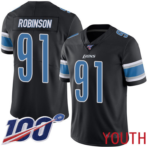 Detroit Lions Limited Black Youth Ahawn Robinson Jersey NFL Football #91 100th Season Rush Vapor Untouchable->women nfl jersey->Women Jersey